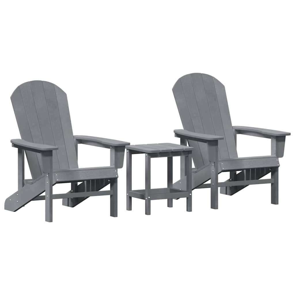 Puutarhan Tuoli 3 pcs Vaaleanharmaa Polyeteeni