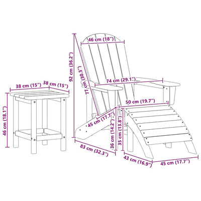 Laivastonsininen puutarhan loungahuonekalut Anghelina 3 pcs