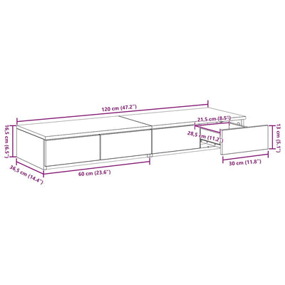 Betoninharmaa sängynaluslaatikot Rovelut 120x36.5x16.5cm