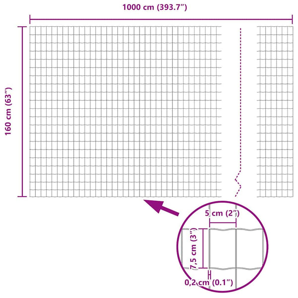 Euroaita 1,6 x 10 m PVC-pintainen rauta Vihreä