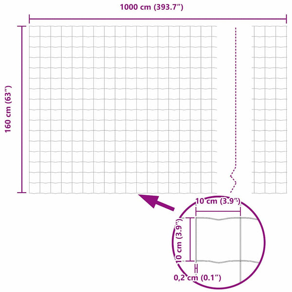 Euroaita 1,6 x 10m PVC-pintainen rauta Vihreä