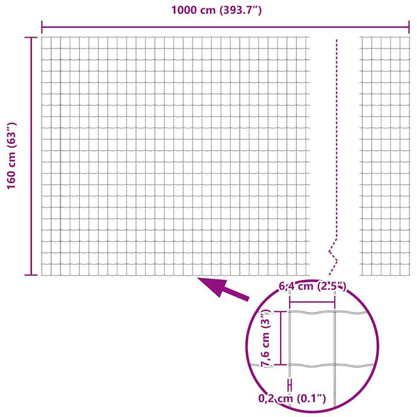Euroaita 1,6 x 10 m PVC-pintainen rauta Vihreä