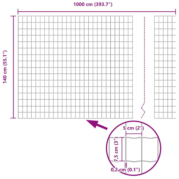 Euroaita 1,4 x 10 m PVC-pintainen rauta Harmaa