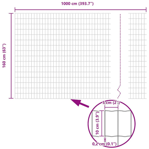 Euroaita 1,6 x 10 m PVC-pintainen rauta Harmaa