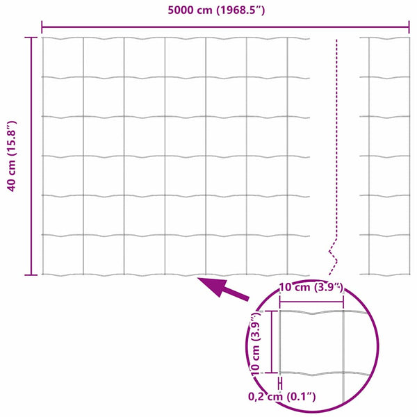 Euroaita 0,4 x 50 m PVC-pintainen rauta Harmaa