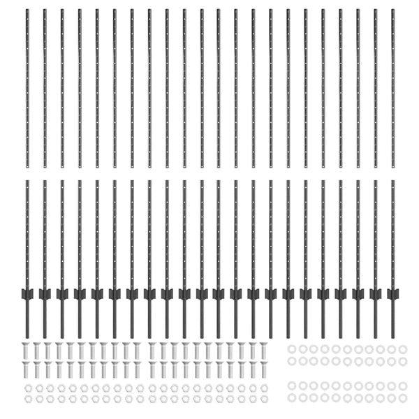 Upotettu aitausapaja 22 kpl Harmaa 200 cm Jauhemaalattu Teräs