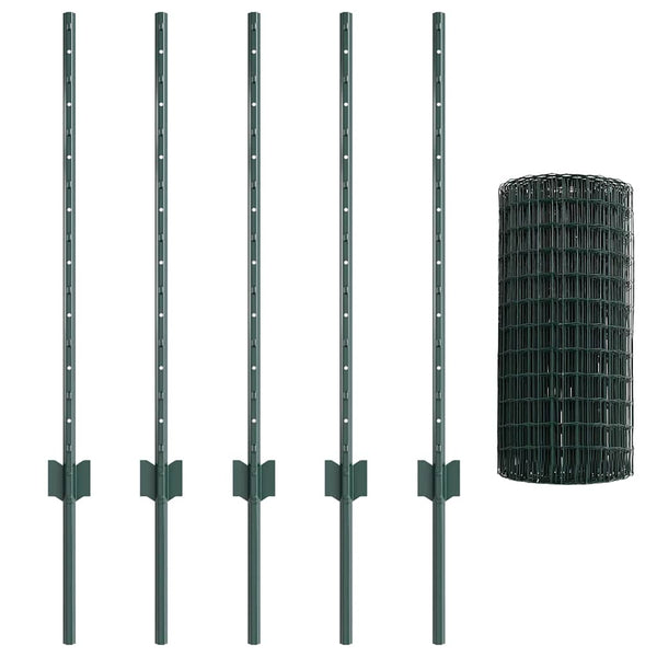 Euroaita with Post 10 x 0,8 m PVC-pinnoitettu teräs Vihreä