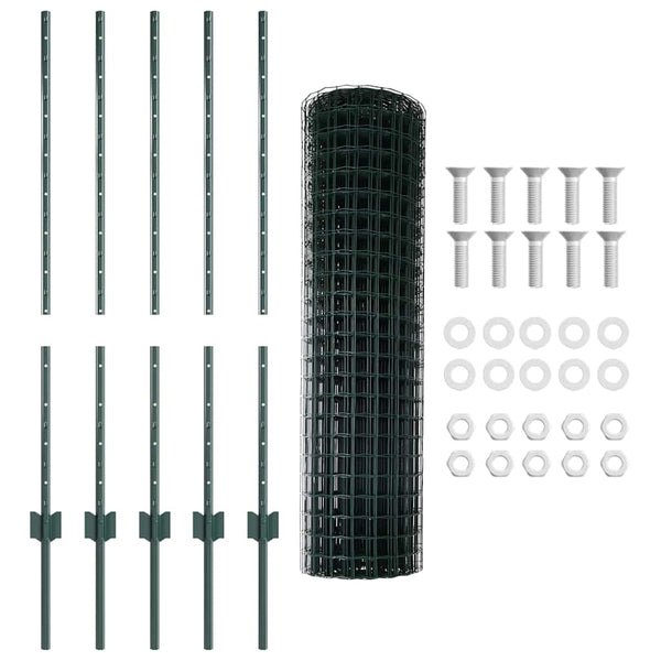 Euroaita with Post 10 x 1 m PVC-pinnoitettu teräs Vihreä Verkko