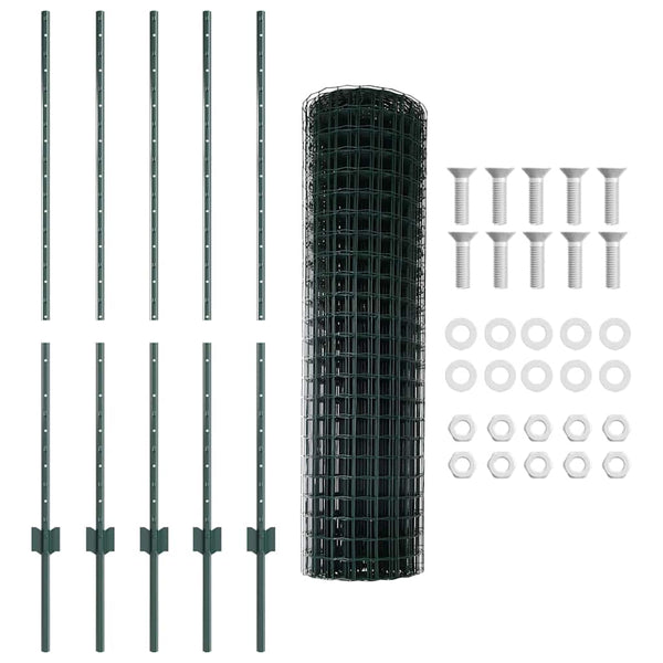 Euroaita with Post 10 x 1,2 m PVC-pinnoitettu teräs Vihreä