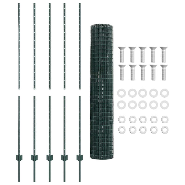 Euroaita with Post 10 x 1,6 m PVC-pinnoitettu teräs Vihreä