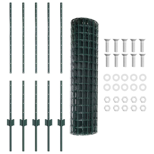 Euroaita with Post 10 x 1 m PVC-pinnoitettu teräs Vihreä Verkko