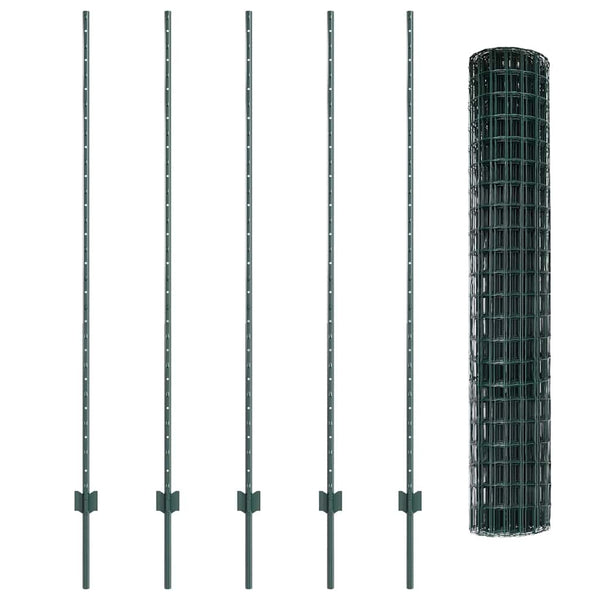Euroaita with Post 10 x 1,6 m PVC-pinnoitettu teräs Vihreä