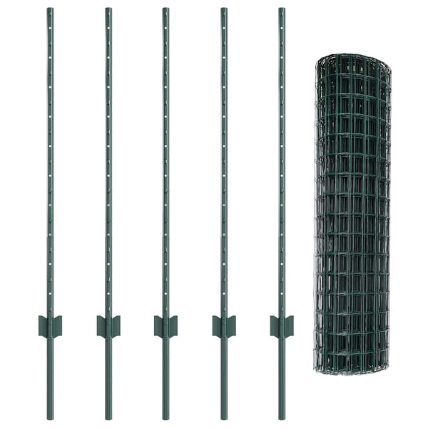 Euroaita with Post 10 x 1 m PVC-pinnoitettu teräs Vihreä Verkko