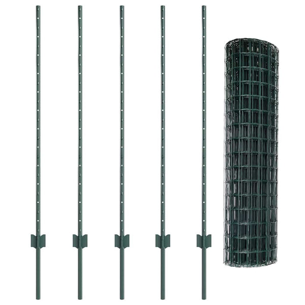 Euroaita with Post 10 x 1,2 m PVC-pinnoitettu teräs Vihreä