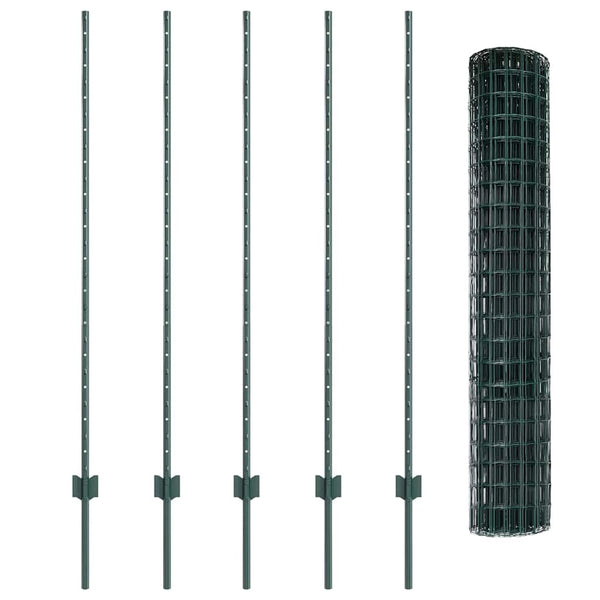 Euroaita with Post 10 x 1,4 m PVC-pinnoitettu teräs Vihreä