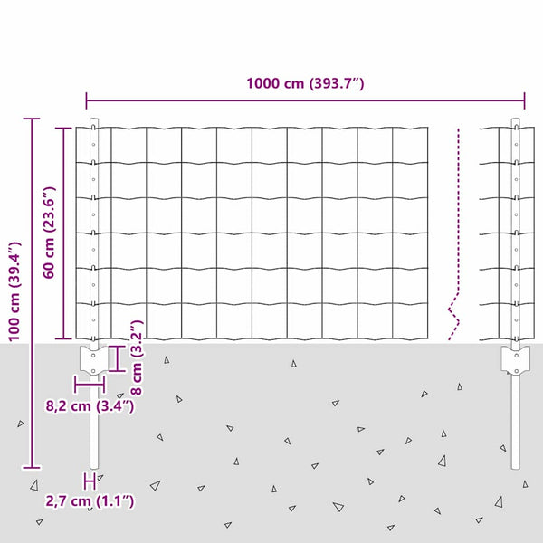 Euroaita with Post 10 x 0,6 m PVC-pinnoitettu teräs Vihreä