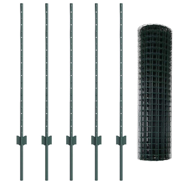 Euroaita with Post 10 x 1 m PVC-pinnoitettu teräs Vihreä Verkko