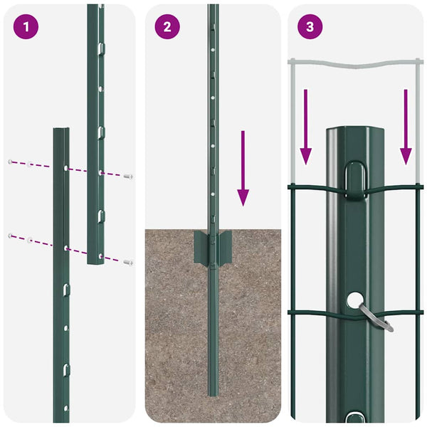 Euroaita with Post 10 x 1 m PVC-pinnoitettu teräs Vihreä Verkko