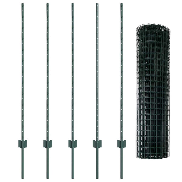 Euroaita with Post 10 x 1,2 m PVC-pinnoitettu teräs Vihreä