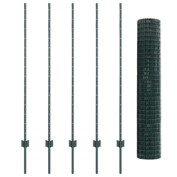 Euroaita with Post 10 x 1,4 m PVC-pinnoitettu teräs Vihreä