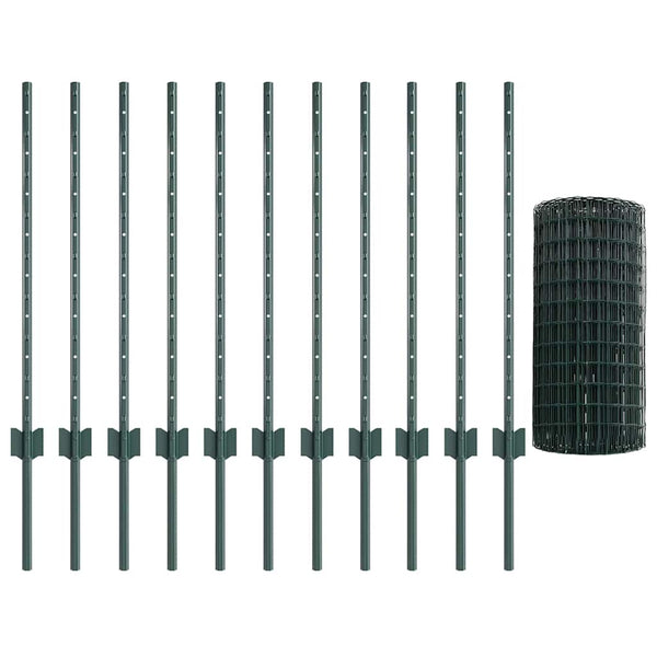 Euroaita with Post 25 x 0,8 m PVC-pinnoitettu teräs Vihreä