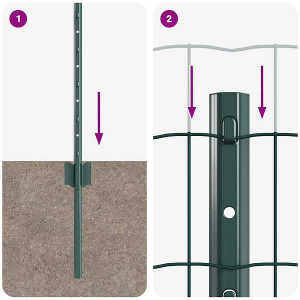 Euroaita with Post 25 x 0,8 m PVC-pinnoitettu teräs Vihreä
