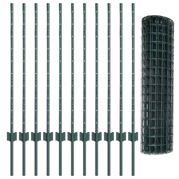Euroaita with Post 25 x 1 m PVC-pinnoitettu teräs Vihreä Verkko