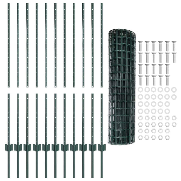 Euroaita with Post 25 x 1,2 m PVC-pinnoitettu teräs Vihreä