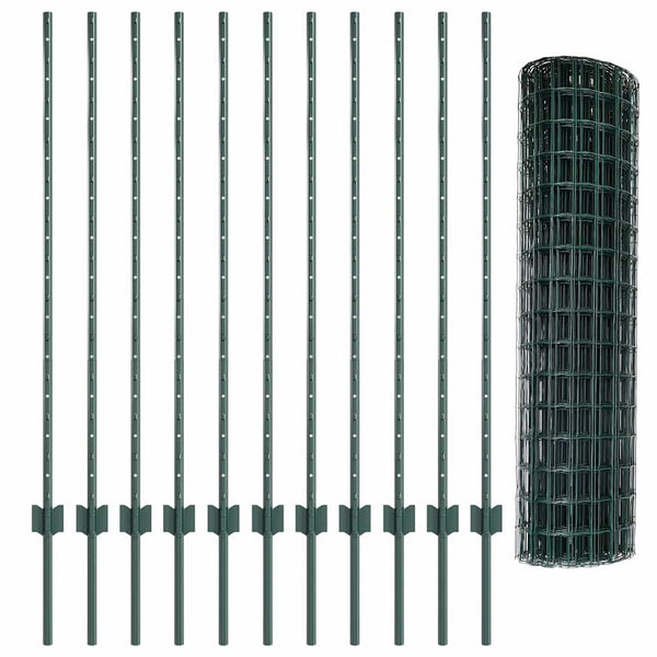 Euroaita with Post 25 x 1,2 m PVC-pinnoitettu teräs Vihreä