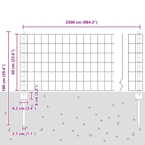 Euroaita with Post 25 x 0,6 m PVC-pinnoitettu teräs Vihreä