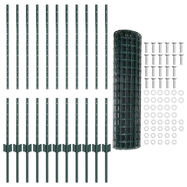 Euroaita with Post 25 x 1 m PVC-pinnoitettu teräs Vihreä Verkko