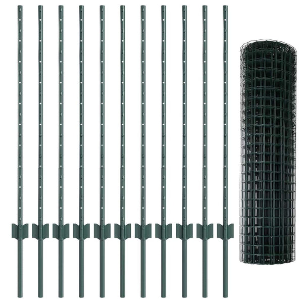 Euroaita with Post 25 x 1 m PVC-pinnoitettu teräs Vihreä Verkko