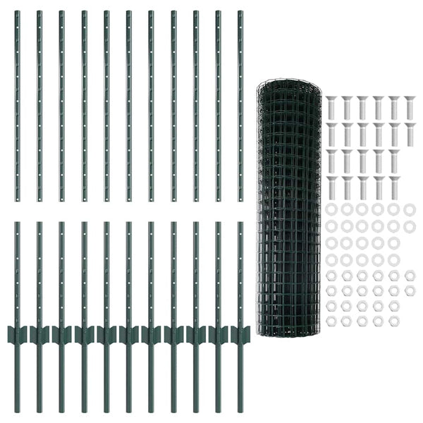 Euroaita with Post 25 x 1 m PVC-pinnoitettu teräs Vihreä Verkko