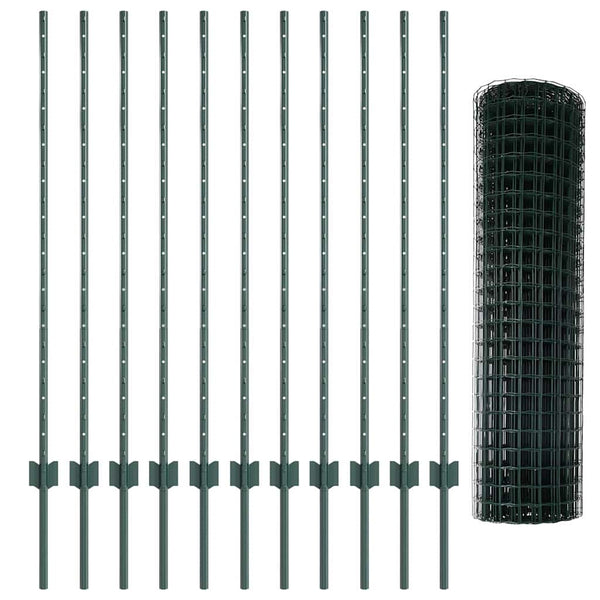 Euroaita with Post 25 x 1,2 m PVC-pinnoitettu teräs Vihreä