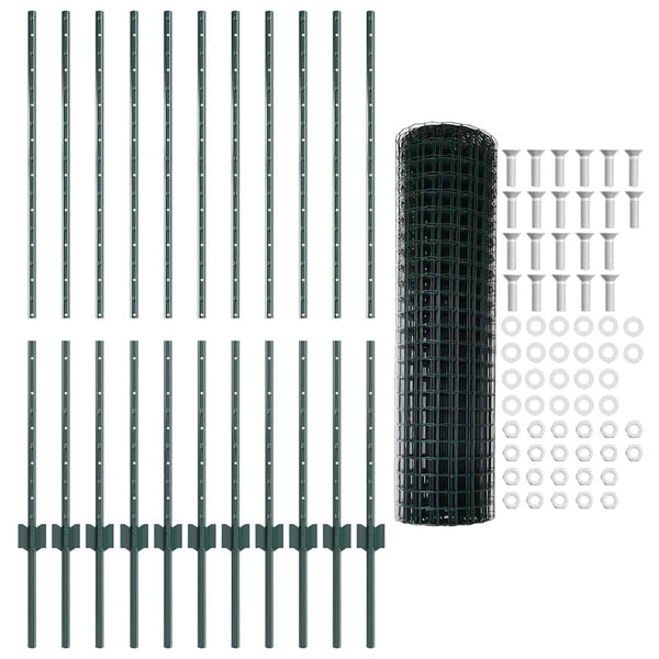 Euroaita with Post 25 x 1,2 m PVC-pinnoitettu teräs Vihreä
