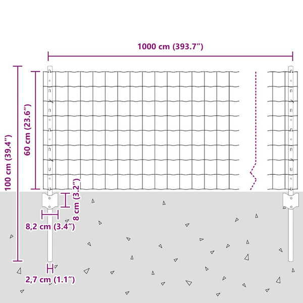Euroaita with Post 10 x 0,6 m PVC-pinnoitettu teräs Vihreä