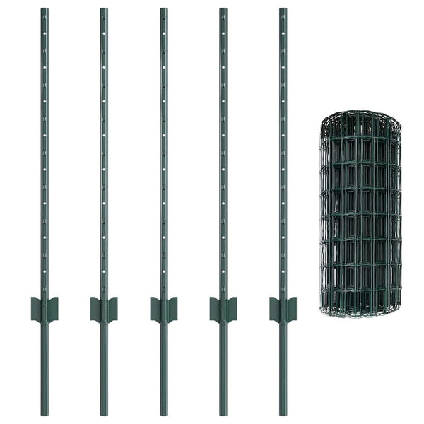 Euroaita with Post 10 x 0,8 m PVC-pinnoitettu teräs Vihreä
