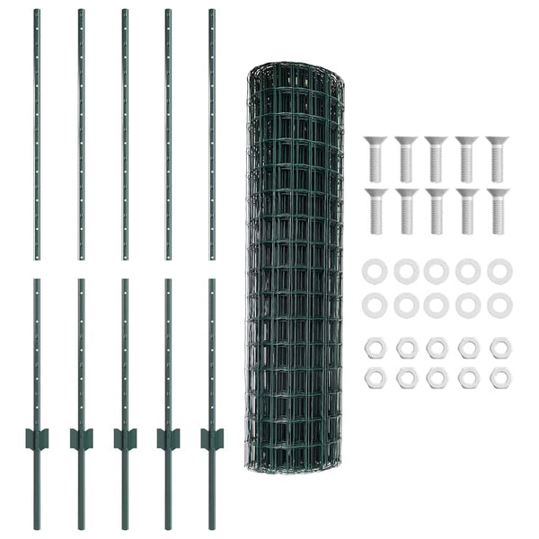 Euroaita with Post 10 x 1,2 m PVC-pinnoitettu teräs Vihreä