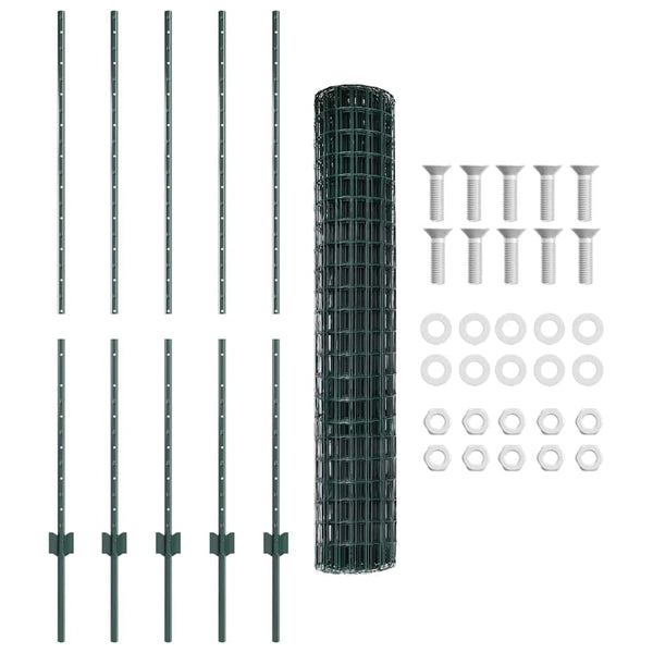 Euroaita with Post 10 x 1,4 m PVC-pinnoitettu teräs Vihreä