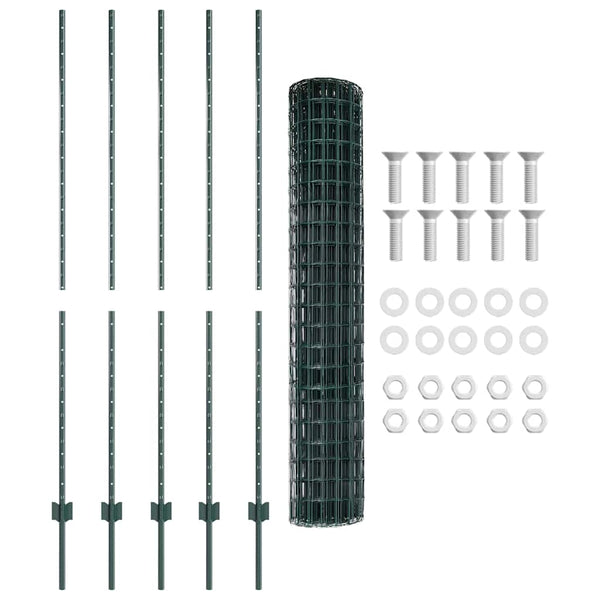 Euroaita with Post 10 x 1,6 m PVC-pinnoitettu teräs Vihreä