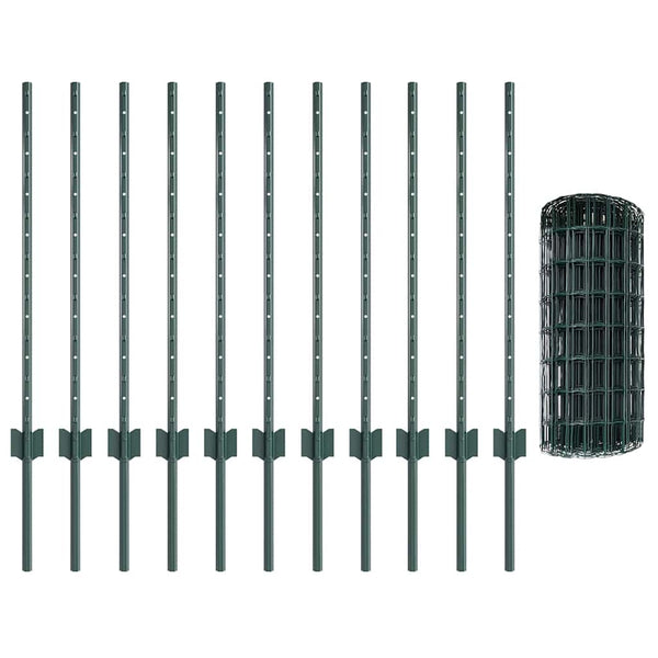 Euroaita with Post 25 x 0,8 m PVC-pinnoitettu teräs Vihreä