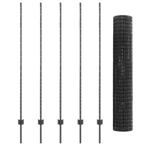 Euroaita with Post 10 x 1,6 m PVC-pinnoitettu teräs Harmaa