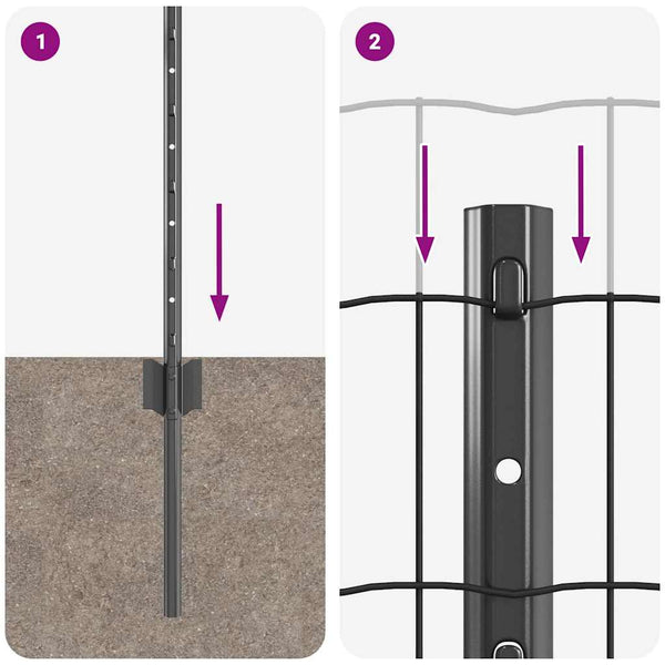 Euroaita with Post 10 x 0,8 m PVC-pinnoitettu teräs Harmaa
