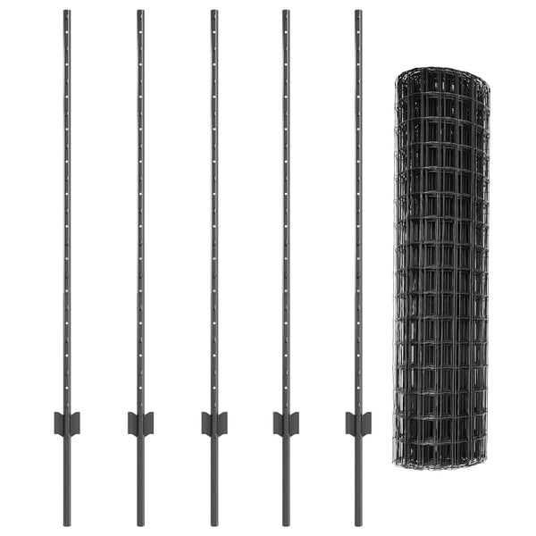 Euroaita with Post 10 x 1,2 m PVC-pinnoitettu teräs Harmaa