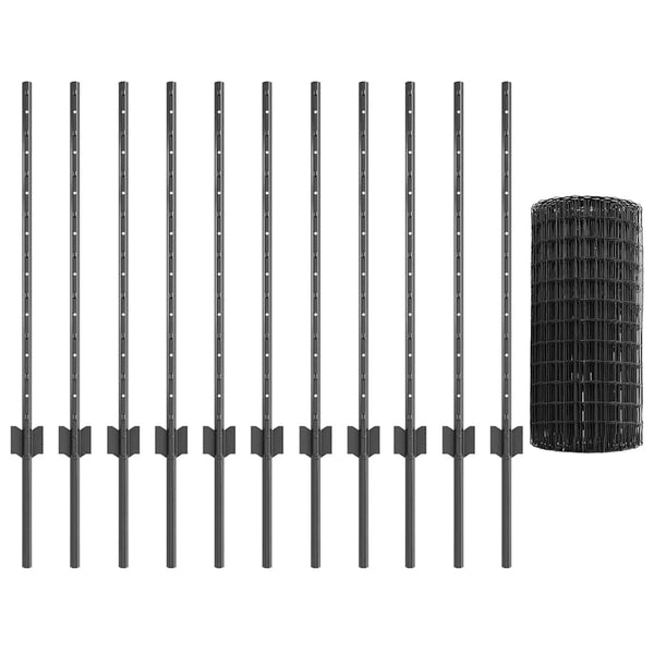 Euroaita with Post 25 x 0,8 m PVC-pinnoitettu teräs Harmaa
