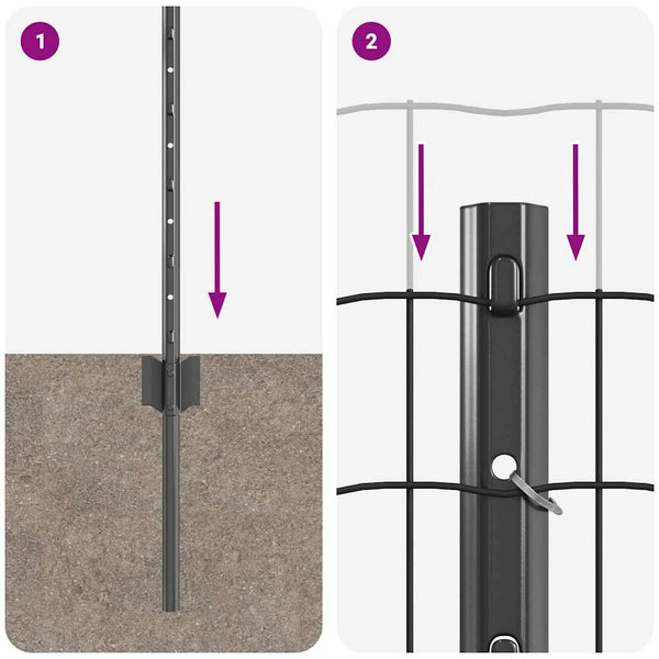 Euroaita with Post 25 x 0,8 m PVC-pinnoitettu teräs Harmaa