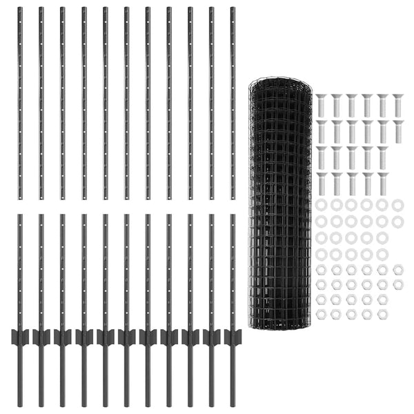 Euroaita with Post 25 x 1,2 m PVC-pinnoitettu teräs Harmaa