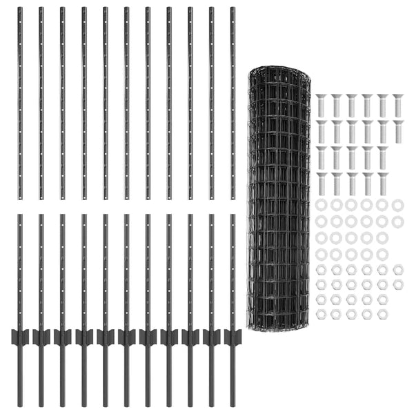 Euroaita with Post 25 x 1,2 m PVC-pinnoitettu teräs Harmaa