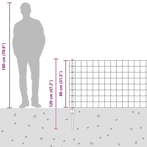 Euroaita with Post 25 x 0,8 m PVC-pinnoitettu teräs Harmaa