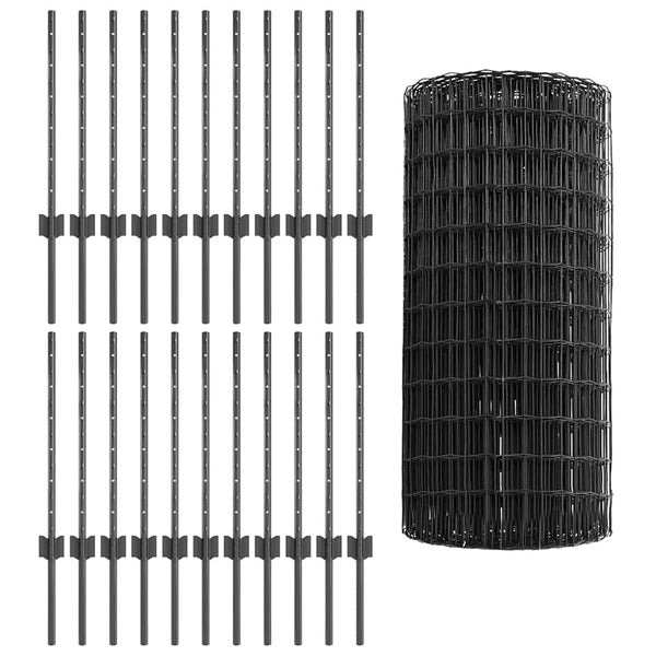 Euroaita with Post 50 x 0,6 m PVC-pinnoitettu teräs Harmaa